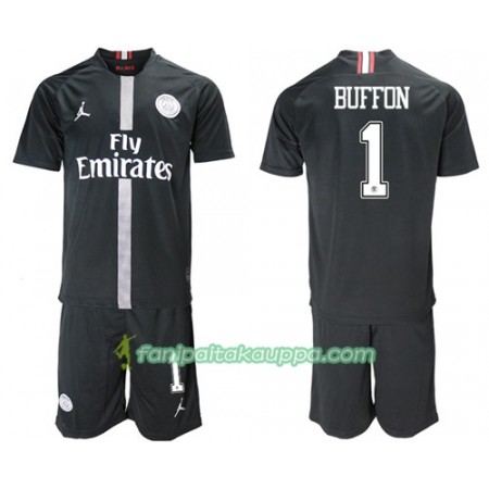 Jalkapallo Peliasut Paris Saint Germain Buffon 1 Jodan Musta Lasten Kolmas Pelipaita 2018-2019 Lyhythihainen